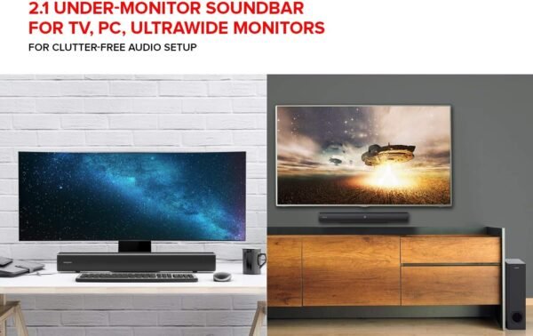 Creative Stage 2.1 Soundbar mit kraftvollem Bass und vielseitigen Anschlussmöglichkeiten