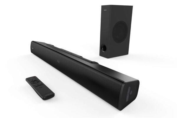 Creative Stage V2 Soundbar mit 2.1 Surround und kraftvollem Bass für Heimkinofans