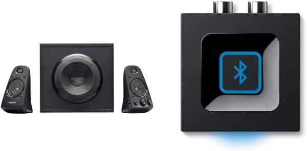 Logitech Z623 Sound Systems 2.1 THX Stereo Speakers (with Subwoofer) Black + Logitech Bluetooth Audio Adapter Black