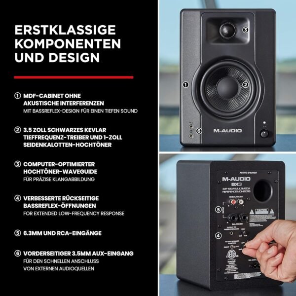 M-Audio BX3 Studio-Monitore mit 120W Soundkraft und vielseitigen Anschlussmöglichkeiten