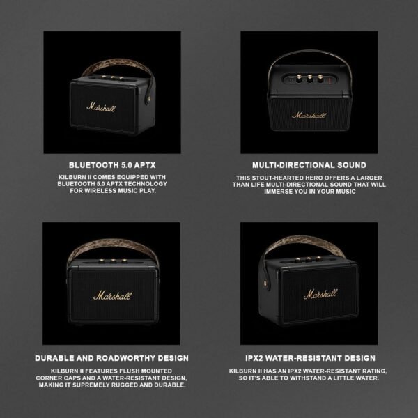 Marshall Kilburn II Bluetooth Lautsprecher Kabellos Wasserdicht 20 Stunden Akku Tragegriff