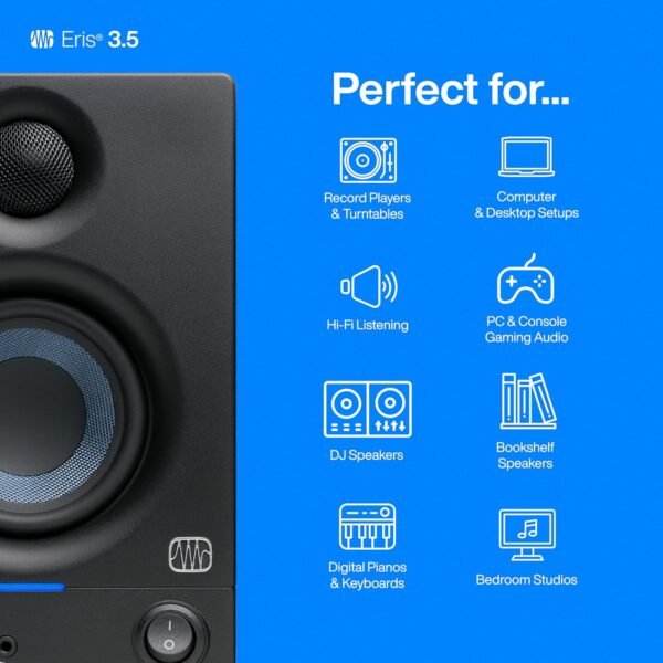 PreSonus Eris 3.5 Gen 2 Studiomonitore mit kraftvollem Sound für Gaming und Multimedia